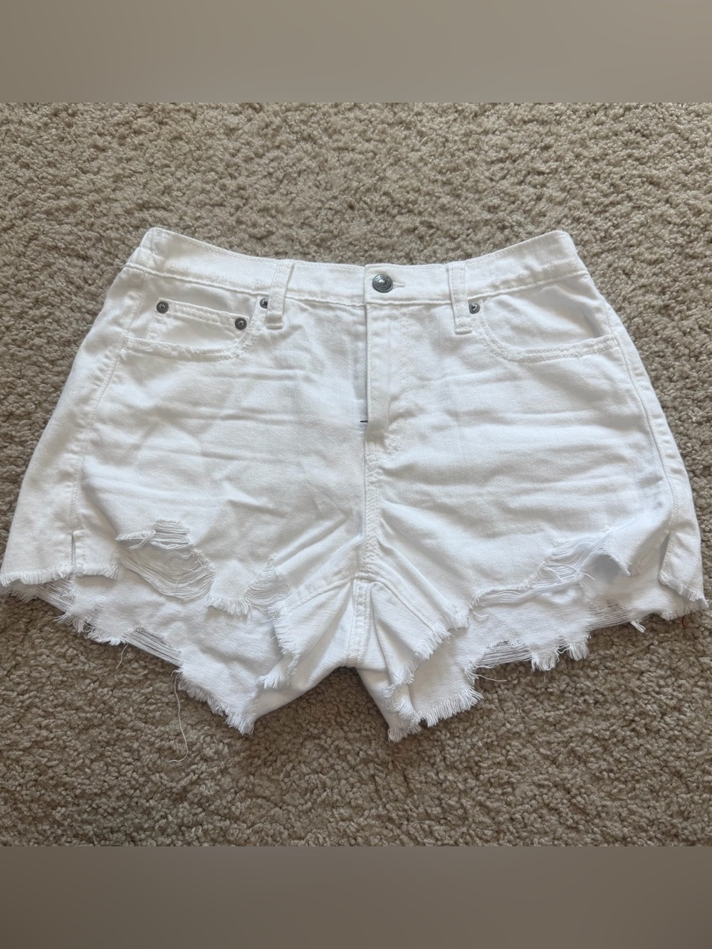 NWT Aerie White Distressed Denim Shorts